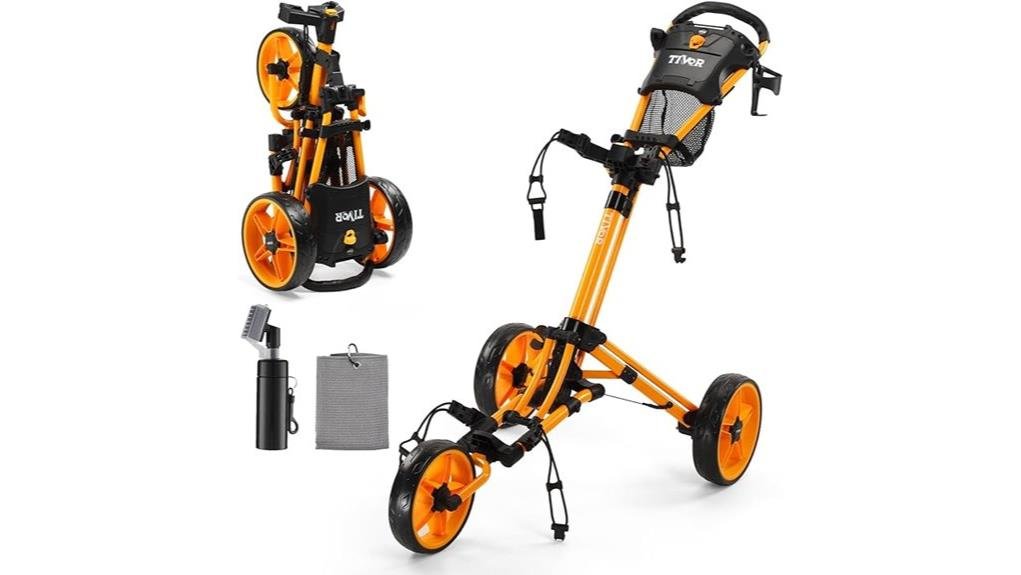 lightweight three wheel golf pushcart